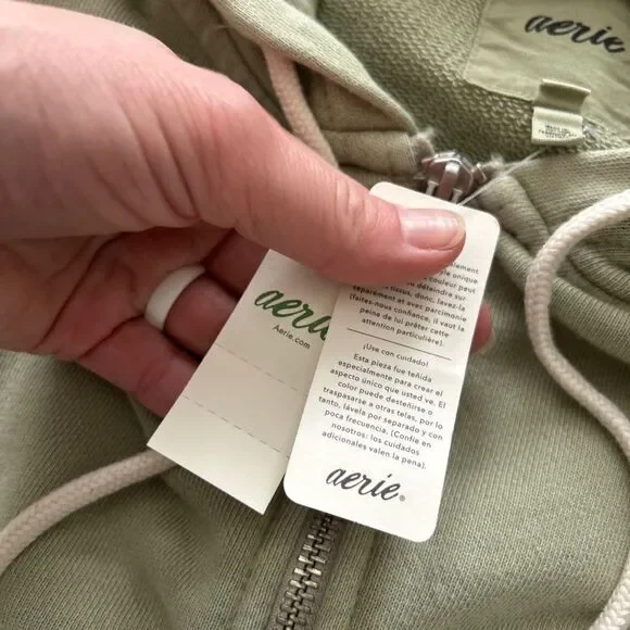 NWT Aerie Cropped Full Zip Light Green Hoodie Women’s Size M - Picture 7 of 10